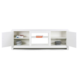 Mobile TV in legno bianco con 2 ante e 2 ripiani 180x42x60 cm