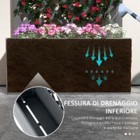 Fioriera con Grigliato Posteriore e Fessura di Drenaggio, in Legno Composito, 65x33.5x135 cm, Grigia