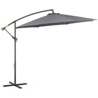 Ombrellone Decentrato Ottogonale Pieghevole Ø3 m, Ombrellone da Giardino con Base a Croce, Ø295 x 255H cm, Grigio