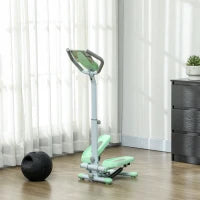 Stepper con Manubrio e Gradino Regolabile e Monitor LCD, in Acciaio e ABS, 48x38x108-118 cm, Verde