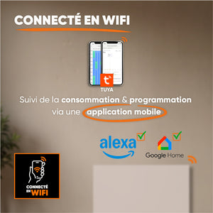 Radiatore elettrico fisso connesso WIFI con inerzia ceramica a secco 1500W ILLO CONNECT orizzontale bianco