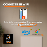 Radiatore elettrico fisso connesso WIFI con inerzia ceramica a secco 1000W ARIANE CONNECT orizzontale bianco