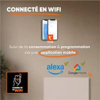 Radiatore elettrico fisso connesso WIFI con inerzia ceramica a secco 2000W NESSA CONNECT orizzontale bianco