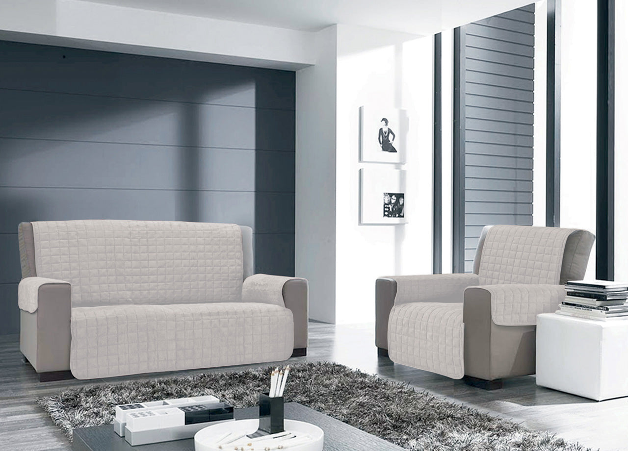 Copridivano e Copripoltrona Trapuntato Modello Willy - 4 Posti - Grigio