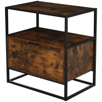 Credenza in Stile Industriale, Comò Vintage in Legno e Metallo per Soggiorno o Camera con 1 Cassetto 73x45.5x76cm
