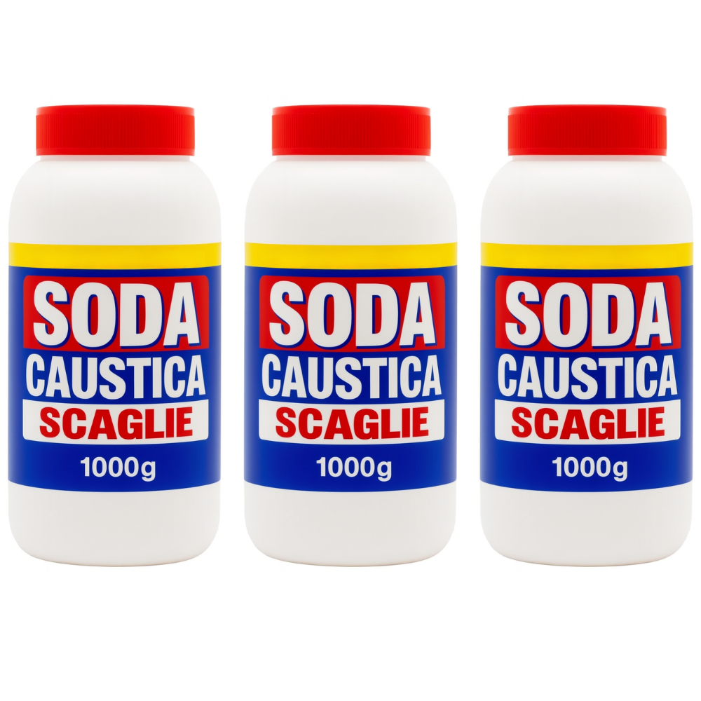 Soda caustica in scaglie disincrostante multiuso formato 1 kg pezzi 3 *** prod tipo 2, confezione 1
