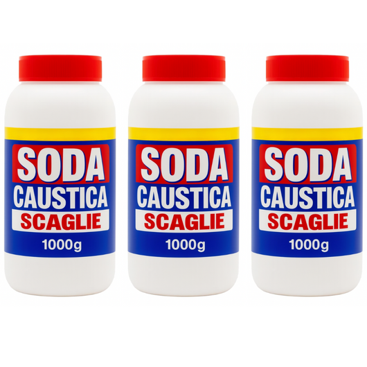 Soda caustica in scaglie disincrostante multiuso formato 1 kg pezzi 3 *** prod tipo 2, confezione 1