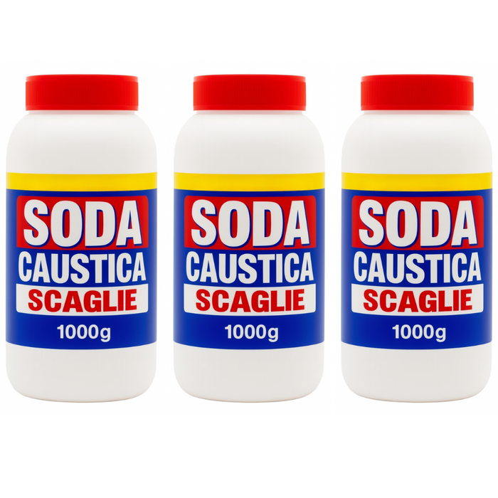 Soda caustica in scaglie disincrostante multiuso formato 1 kg pezzi 3 *** prod tipo 2, confezione 1