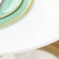 Tavolo Rotondo Moderno per 2 Persone in MDF e Acciaio , Ø70x75cm, Bianco