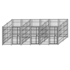 3 box in linea in rete per cani perimetrali ciascuno da 2x2 metri con zincatura a caldo