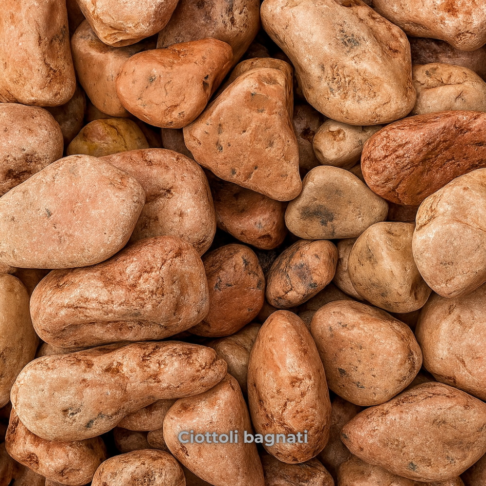 Ciottoli rosso verona eleganti per decorazioni esterne *** misura 25/40, formato 5 kg, confezione 1