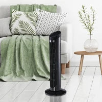 Ventilatore a Torre con Funzione Oscillante, 45W, 3 Modalità, Plastica ABS, 27x27x75cm, Nero