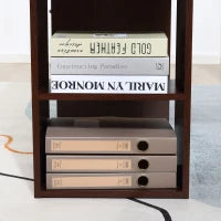 Scrivania per Ufficio con 3 Cassetti e 3 Ripiani Aperti in Legno, 120x49x72cm, Noce