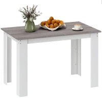 Tavolo da Pranzo Moderno in Legno per 4-6 Persone, 120x69x75cm, Grigio e Bianco