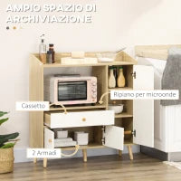 Mobile Cucina per Microonde con 2 Armadietti e Cassetto, 90x30x94cm, in MDF
