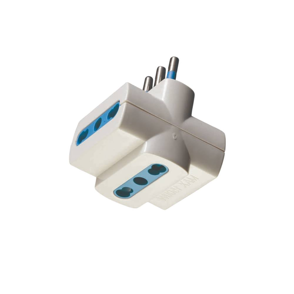Adattatore reer 7310075 spina 2p+t 10a e 3 prese bipasso 10/16a bianco