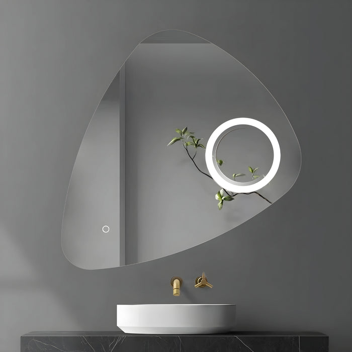 Specchio 5 mm triangolare smussato led interruttore touch alluminio mdf *** misure 80x80 cm, tonalità dimmerabile 27...