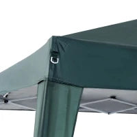 Gazebo Pieghevole da Giardino 2.4x2.4m con Struttura in Acciaio e Corde Antivento, Verde