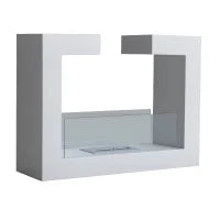 Caminetto a Bioetanolo da Tavolo 2000W in Acciaio Inossidabile Inodore con Vetro 78 x 25 x 58 cm Bianco