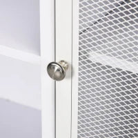 Mobile Buffet con 4 Ripiani Aperti e Armadietto, in Truciolato e Acciaio, 120x37x81.5 cm, Bianco