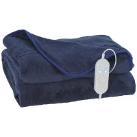 Coperta Elettrica con 10 Livelli di Temperatura, Display LED e Timer, Lavabile in Lavatrice, 180x130 cm, Blu