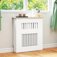 Copritermosifoni con Doghe e decorazione a Nido d'Ape, 78x19x81 cm, Bianco