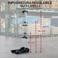 Carrello Portapacchi Pieghevole da 40 kg con 2 Cinghie, Maniglia Telescopica, Alluminio e Plastica, Nero