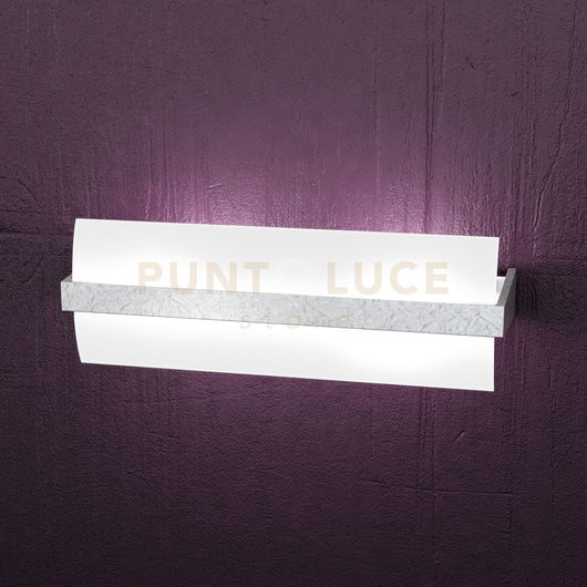 WOOD APPLIQUE CM.40 2 LUCI FOGLIA ARGENTO 1019-A40-FA