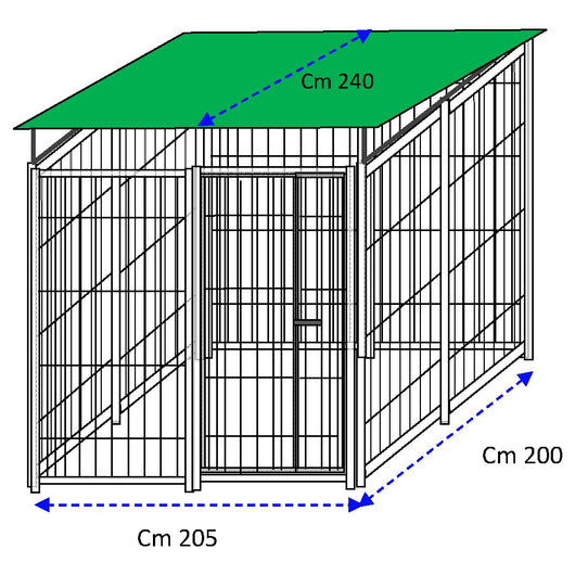 Recinto per cani 2x2 metri con copertura zincatura a caldo viteria compresa