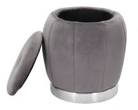 Puff Contenitore Paris Grigio/Silver Cm Ø 43X43