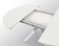 PAZZO DESIGN Tavolo Allungabile con Gambe Incrociate rotondo, Made in Italy, Basamento bianco, Bianco frassinato