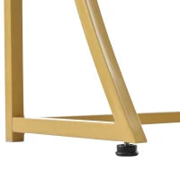 Tavolo Consolle con 2 Cassetti, Maniglie Dorate e Gambe Regolabili, Design Elegante e Moderno, in MDF, 110 x 32 x 85 cm, Bianco