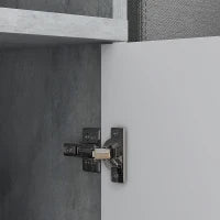 Mobile da Ingresso 4 in 1 con Specchio, Ganci e Ripiani Interni, in Legno, 145x29x184 cm, Grigio e Bianco