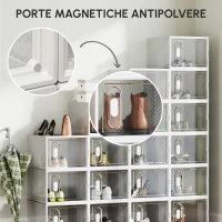 Mobile Scarpiera Modulare Salvaspazio, 18 Cubi 28x36x21 cm in Plastica PP, Bianco