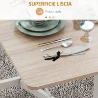 Tavolo Pieghevole Moderno a 2 Ribalte con Rotelle in MDF e Acciaio, 120x80x73cm, Marrone