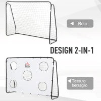 Porta da Calcio per Bambini e Adulti con Rete in PE, in Metallo e Oxford, Bianco e Nero, 240x88x171.5cm