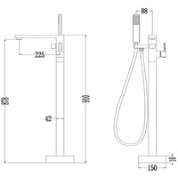 Miscelatore a pavimento per vasca freestanding black calcutta in ottone *** tinta nero, confezione 1