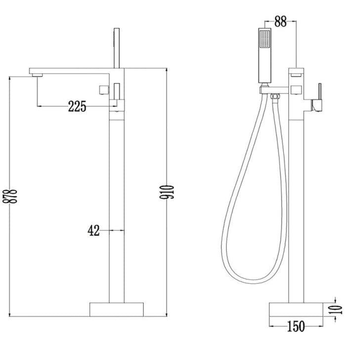 Miscelatore a pavimento per vasca freestanding black calcutta in ottone *** tinta nero, confezione 1