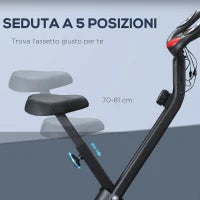 Cyclette Professionale con Resistenza e Altezza Regolabile, in Acciaio e PP, 41x86x112 cm, Nera