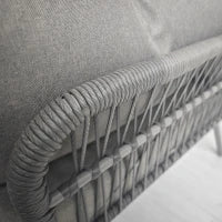 Set da Giardino in Rattan PE Stile Boho, Divano 2 Posti con Chaise Longue e Tavolino, Grigio Chiaro