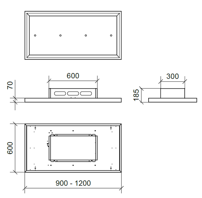 CAPPA GEA FREE cm 90X60 - Inox - 900 m3/h