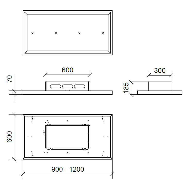 CAPPA GEA FREE cm 90X60 - Inox - 900 m3/h