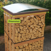 Struttura coprilegnaia e pallet corten eco dimensioni 115x115 cm