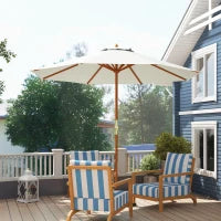 Ombrellone da Giardino 2.7x2.5 m con Palo Centrale in Legno, Impermeabile e anti UV, Beige