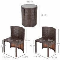 Set Tavolino Sedie da Esterno e Giardino in Rattan Marrone e Beige
