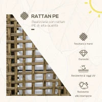 Lampada Solare da Giardino con Pannello di Ricarica, in Acciaio e Rattan, 15.5x15.5x69 cm, Nero e Marrone