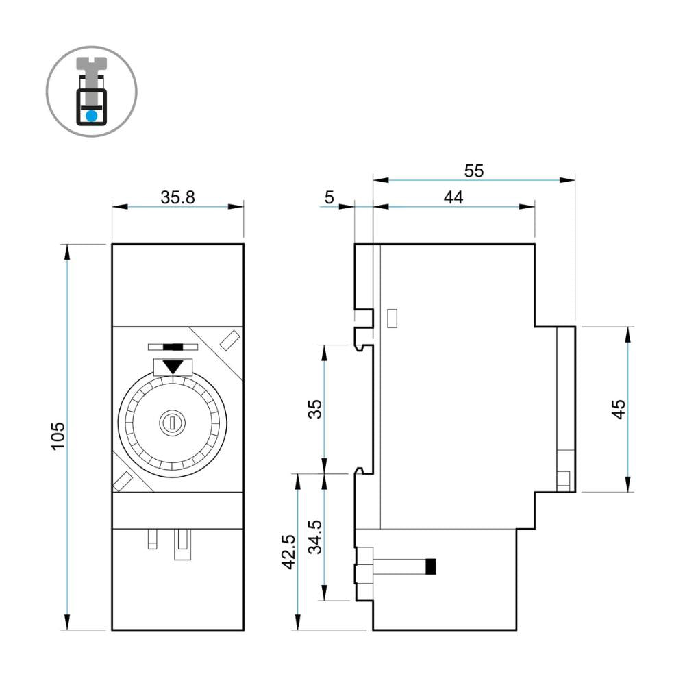 Finder interruttore orario giornaliero serie 12 16a 230v cavalieri 36 mm