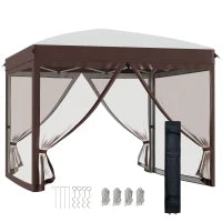 Gazebo da Giardino 3x3 m con Zanzariera e Borsa da Trasporto con Ruote, Color Crema