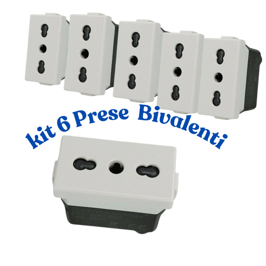 Biesse kit presa bipasso 2p+t 10/16a 250v compatibile bticino matrix am5180 *** numero pezzi 6, confezione 1
