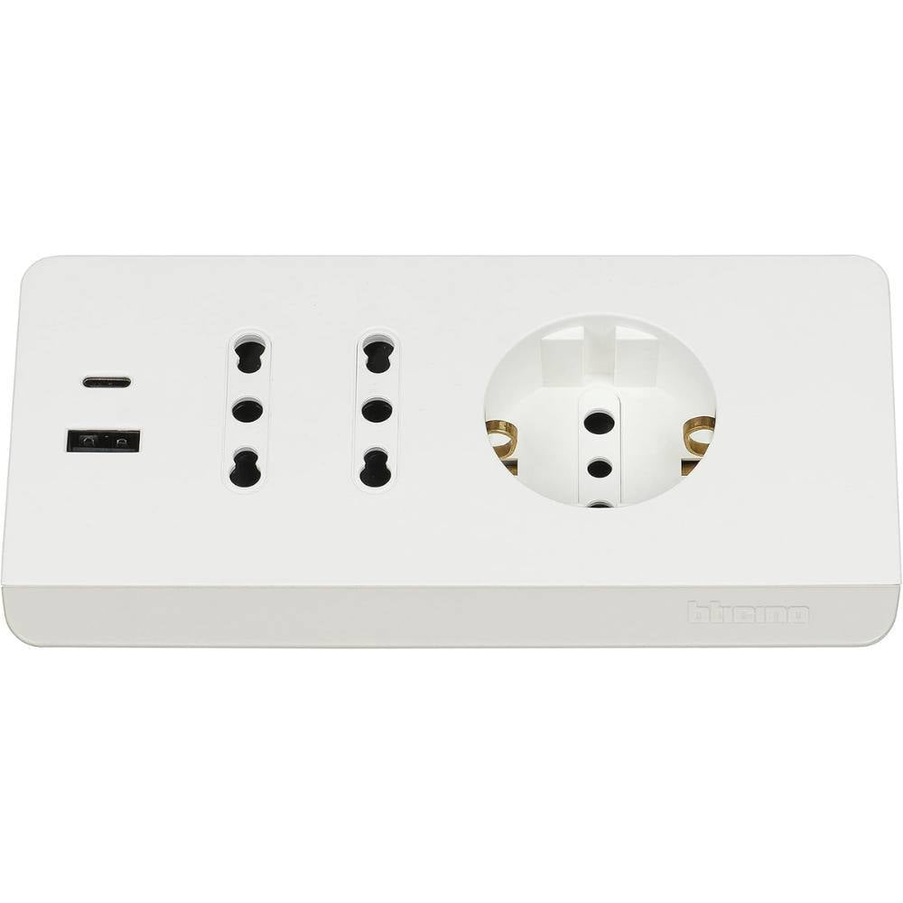 Bticino multipresa da scrivania con usb e presa schuko *** colore bianco, confezione 1